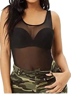 Photo 1 of Allchic Womens Sheer Mesh Tank Tops, See Through Scoop Neck Blouses, Sleeveless Sexy Tops XL
