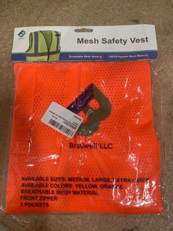 Photo 1 of Braswell Orange Medium 3-Pocket Safety Vest 