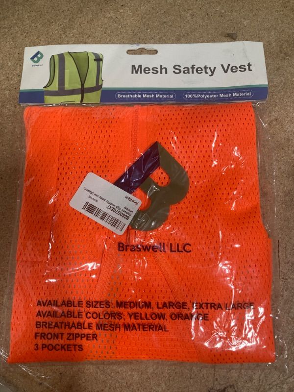 Photo 1 of Braswell Orange Medium 3-Pocket Safety Vest 