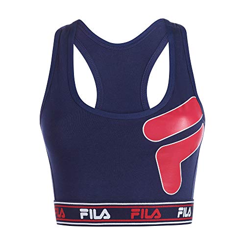 Photo 1 of Fila Women's Classic Logo Band Cotton Racerback Sports Bra Navy Red xl 