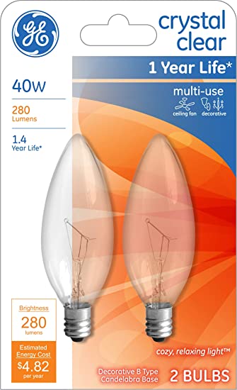 Photo 1 of GE Lighting 12165 Light GE2PK40W CLR Blunt Bulb, 2 Count (Pack of 2), Clear
