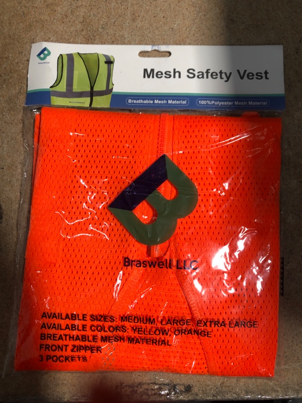 Photo 1 of Braswell Orange Mesh Safety Vest, 3 Pocket 