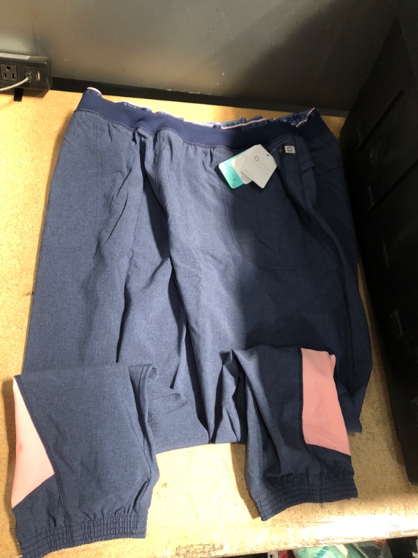 Photo 2 of Cherokee Infinity Women Medical Scrubs Pant Mid Rise Jogger Plus Size CK225AP, 3XL Petite, Heather Navy
