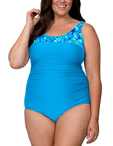 Photo 1 of Caribbean Sand Slimming One Piece Bathing Suit Full Coverage Plus Size Swimsuit for Women with Tummy Control 18W Turquoise
