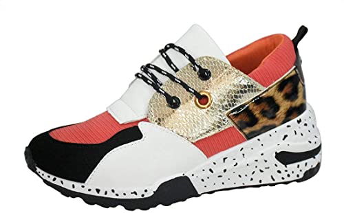 Photo 1 of 8.5 LUCKY STEP Women's Leopard Colorblock lace up Sneakers Cosy Chunky Climbing Hiking Running Shoes.
