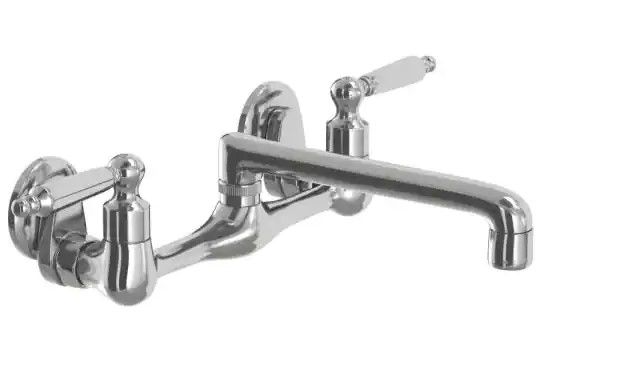 Photo 1 of 
Glacier Bay
Builders 2-Handle Wall Mount Low-Arc Standard Kitchen Faucet in Chrome