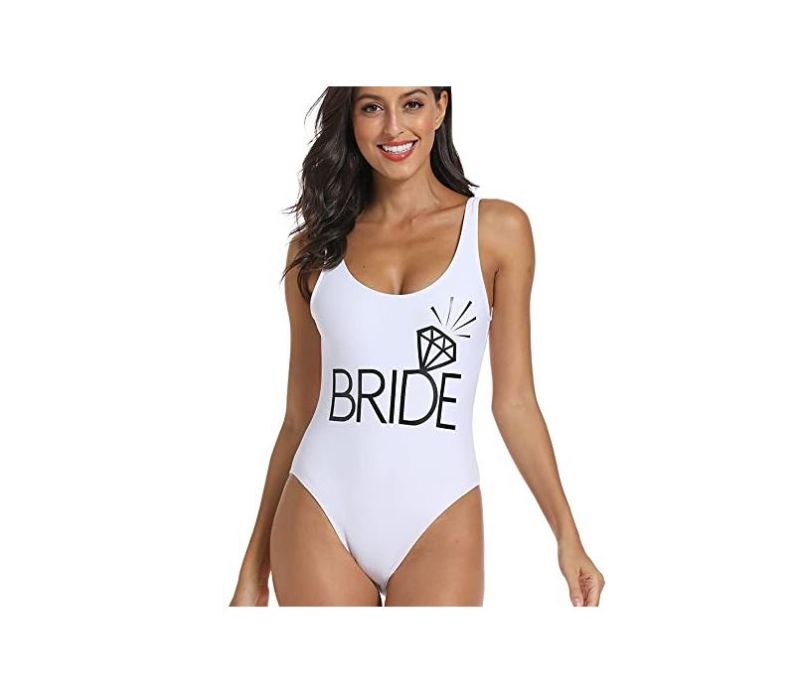 Photo 1 of Bride and Team Bride Diamond Print One Piece Swimsuit, size S