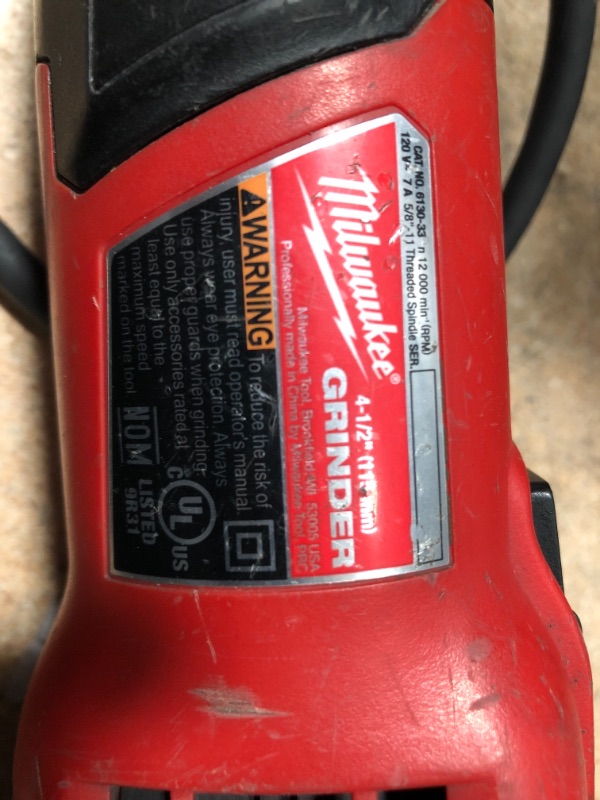 Photo 2 of Milwaukee Small Angle Grinder 7 Amp, 11,000 RPM, Slide Switch