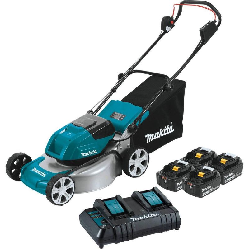 Photo 1 of "Makita XML03CM1 18V X2 36V LXT 18" Brushless Lawn Mower Kit W/ 4 Batteries"
