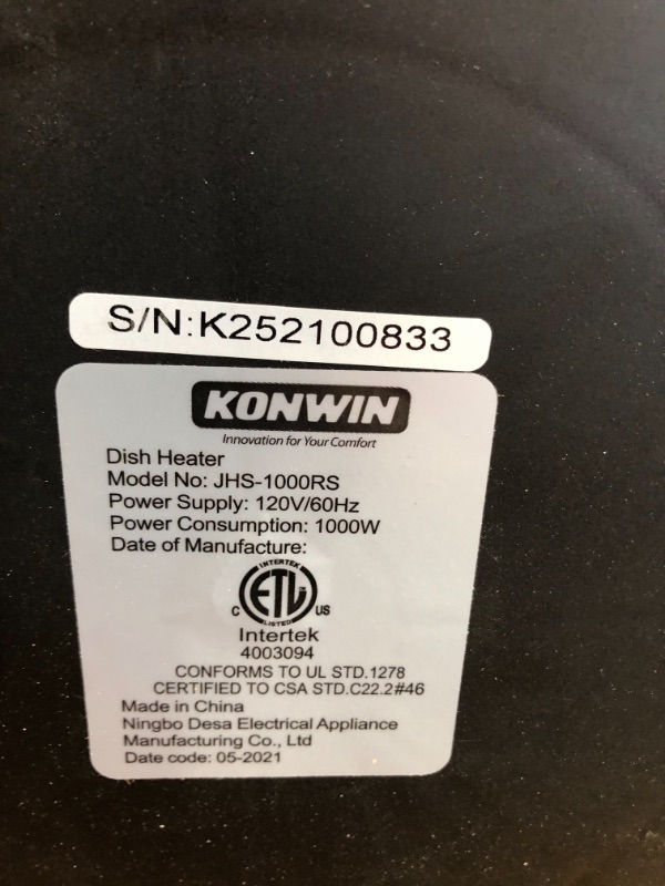 Photo 2 of (DOES NOT FUNCTION)KonWin Dish Heater Space Heater