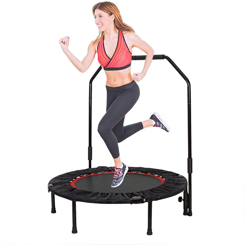 Photo 1 of 40" Trampoline for Kids Adults Indoor Small Trampoline Rebounder with Adjustable Foam Handle,Exercise Fitness Trampoline
