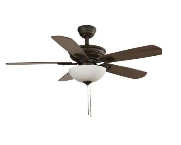 Photo 1 of ***PARTS ONLY*** Hampton Bay
Wellston II 44 in. Indoor LED Bronze Dry Rated Downrod Ceiling Fan with Light Kit and 5 Reversible Blades