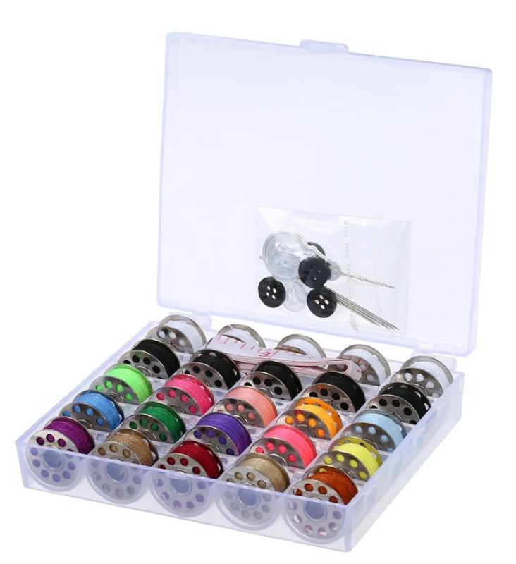 Photo 1 of 15pcs Mixed Colors Bobbins + 5pcs White Bobbins + 5pcs Black Bobbins Thread Bobbins Sewing Accessories Supplies Kit 2 PACK 
