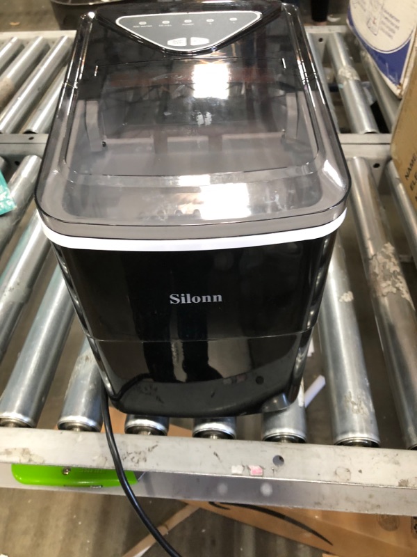 Photo 1 of Silonn Ice Makers Countertop, 9 Cubes Ready in 6 Mins, 26lbs in 24Hrs, Self-Cleaning Ice Machine with Ice Scoop and Basket, 2 Sizes of Bullet Ice for Home Kitchen Office Bar Party
