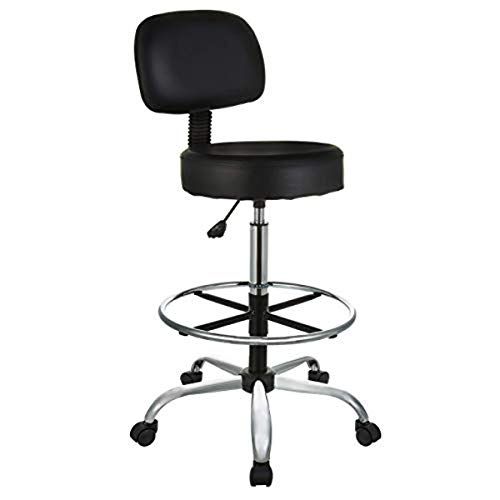 Photo 1 of **Minor Damage** Amazon Basics Multi-Purpose Adjustable Drafting Spa Bar Stool with Foot Rest and Wheels - Black
