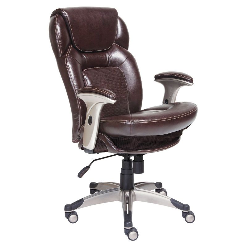 Photo 1 of **MISSING PARTS** Serta Back in Motion Health & Wellness Ergonomic Bonded Leather Mid-Back Office Chair, Frye Chocolate
