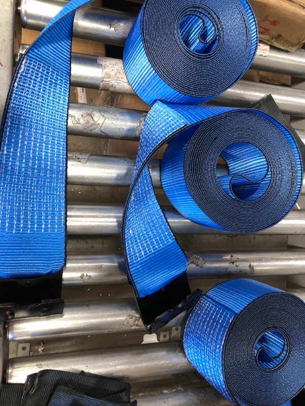 Photo 2 of (10 Pack) 4"x30' Winch Straps Blue w/flat hook