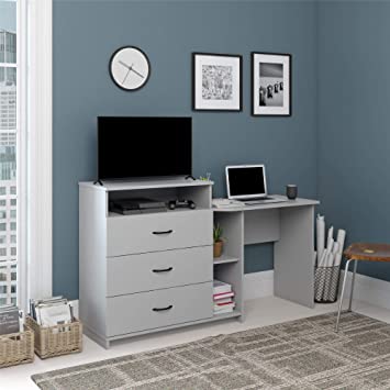 Photo 1 of Ameriwood Home Rebel 3 in 1 Media Dresser and Desk Combo, Dove Gray
