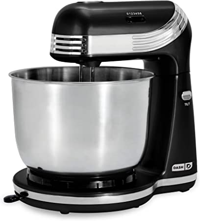 Photo 1 of Dash Stand Mixer (Electric Mixer for Everyday Use): 6 Speed Stand Mixer with 3 Quart Stainless Steel Mixing Bowl, Dough Hooks & Mixer Beaters for Frosting, Meringues & More - Black
