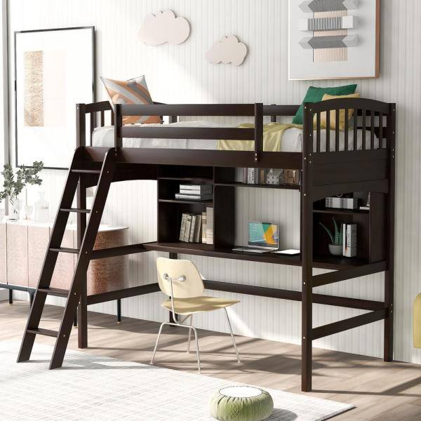 Photo 1 of ***MISSING OTHER BOXES*** Loft Bed twin size with shelves Espresso