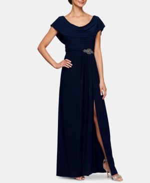 Photo 1 of Alex Evenings Long Cowl Neck a-Line Dress with Beaded Detail at Waist
SIZE:6