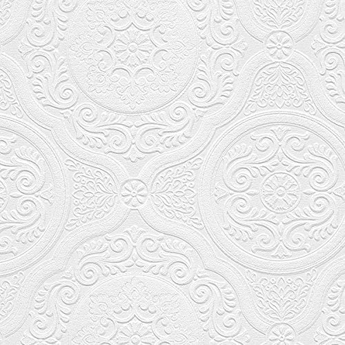 Photo 1 of *similar to stock photo*
Textured Paintable Floral Scroll Boarded Square Design Large Wallpaper Roll 20" wide