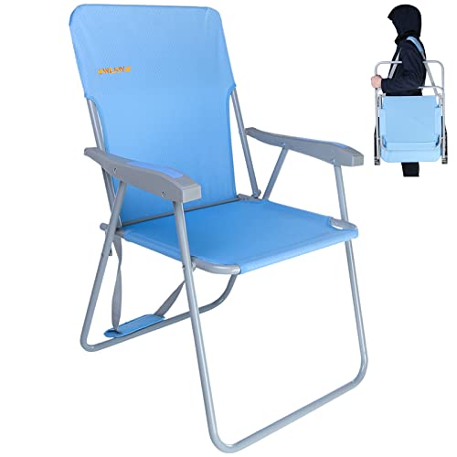 Photo 1 of #WEJOY High Back Outdoor Lawn Concert Beach Folding Chair with Hard Arms Shoulder Strap Pocket for Adults Camping Festival Sand, Supports 300 Lbs
