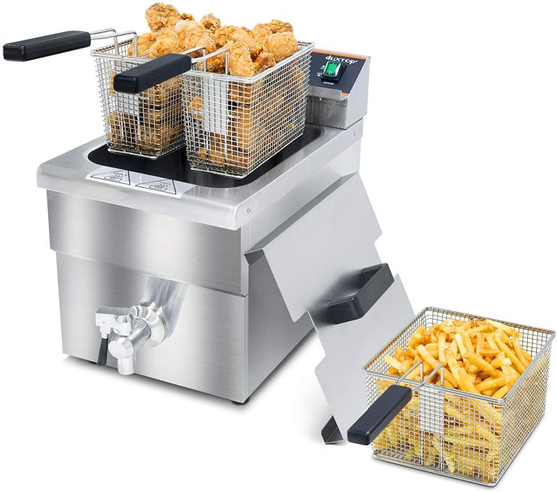 Photo 1 of Duxtop Commercial Deep Fryer with Basket, Professional Induction Deep Fryer with Drain System 8.5QT/8L, 3000 Watts, Stainless Steel Easy to Clean for Restaurant Home Kitchen Food Cooking, 208-240V
