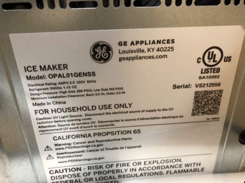 Photo 3 of ***PARTS ONLY*** GE Profile Opal | Countertop Nugget Ice Maker | Portable Ice Machine Makes up to 24 lbs. of Ice Per Day | Stainless Steel Finish
