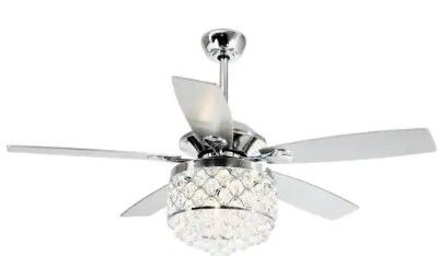 Photo 1 of 
Parrot Uncle
Amold 52 in. Indoor Chrome Downrod Mount Crystal Chandelier Ceiling Fan with Light Kit and Remote Control