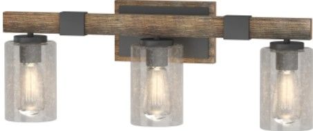 Photo 1 of 
Volume Lighting
3-Light Indoor Black Walnut Bath or Vanity Light Bar or Wall Mount with Clear Seedy Bubble Glass Cylinder Shades