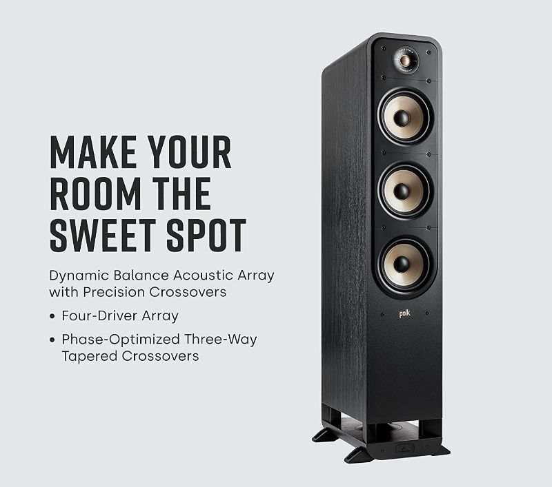 Photo 1 of Polk Signature Elite ES60 Tower Speaker - Hi-Res Audio Certified and Dolby Atmos & DTS:X Compatible, 1" Tweeter & Three 6.5" Woofers, Power Port Technology for Effortless Bass, Stunning Black
