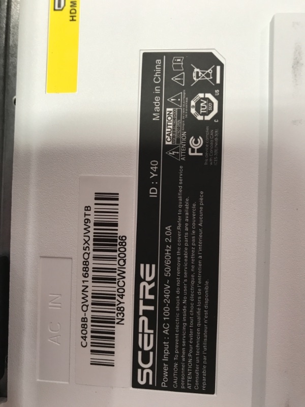 Photo 7 of Sceptre Curved 40" Class 16:9 QHD 2560x1440 Gaming Display DisplayPort up to 165Hz AMD FreeSync Premium HDR400, 1ms MPRT 3000R Height Adjustable Nebula Series White 2021 (C408B-QWN168W)