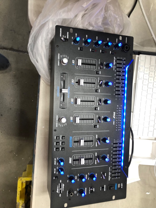 Photo 2 of Pyle 6 Channel Mixer, Bluetooth DJ Controller, Stereo Mixer, Professional Sound System, LED Illumination, Mixer Digital Audio, Digital Mixing System, Speed Control, 5U Rack Mount System, PYD1964B.5