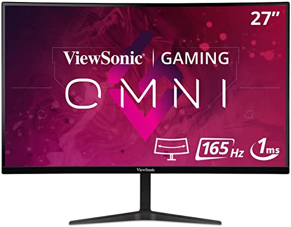 Photo 1 of ViewSonic OMNI VX2718-2KPC-MHD 27 Inch Curved 1440p 1ms 165Hz Gaming Monitor with Adaptive Sync, Eye Care, HDMI and Display Port