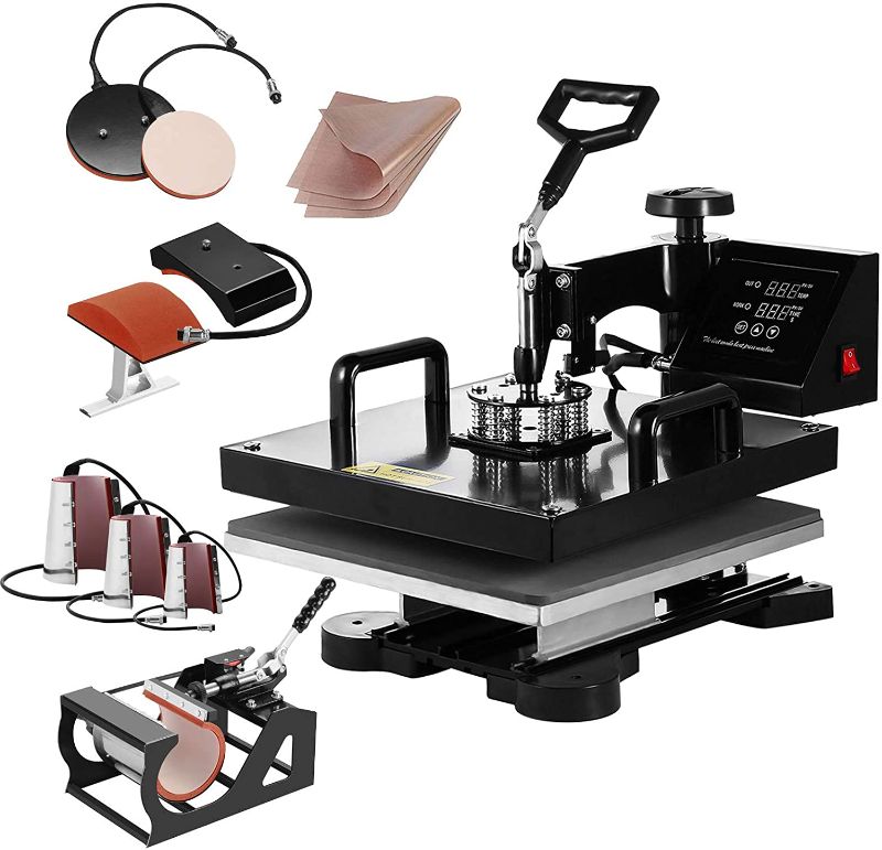 Photo 1 of **PARTS ONLY**SmarketBuy Heat Press 15x15 Inch Digital Sublimation T-Shirt Heat Press Machine for Hat Mug Plate 8 in 1 Black
