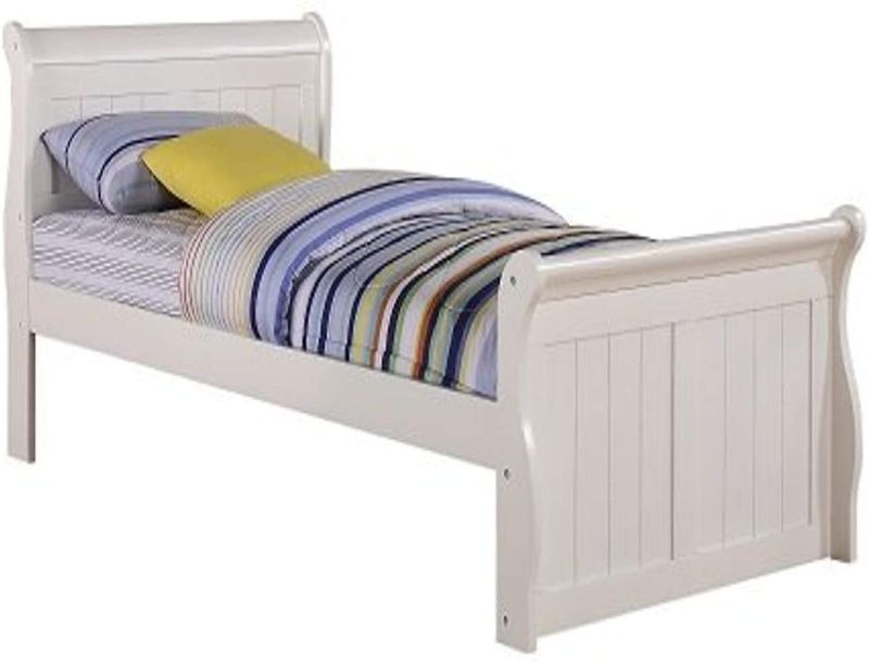 Photo 1 of **INCOMPLETE BED RAILS ONLY** FOOT BOARD AND HEAD BOARD NOT INCLUDED Donco Kids Sleigh Bed, Twin, White

