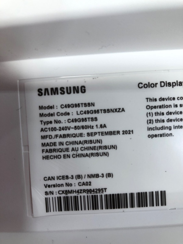 Photo 1 of SAMSUNG 49-inch Odyssey G9 Gaming Monitor | QHD, 240hz, 1000R Curved, QLED, NVIDIA G-SYNC & FreeSync | LC49G95TSSNXZA Model
