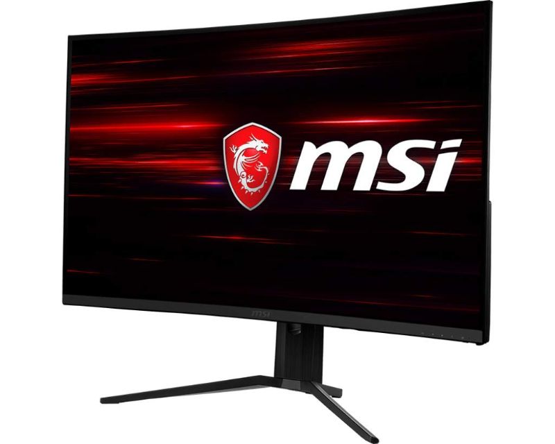 Photo 1 of **MINOR DAMAGE TO DISPLAY** MSI 32" Full HD RGB LED Non-Glare Super Narrow Bezel 1ms 2560 x 1440 144Hz Refresh Rate Free Sync Height Adjustable Curved Gaming Monitor (Optix MAG321CQR),Black

