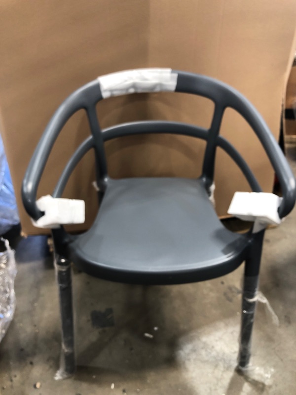 Photo 3 of **DAMAGED LEG ON ONE UNIT* ** Amazon Basics Dark Grey, Curved Back Dining Chair-Set of 2, Premium Plastic
