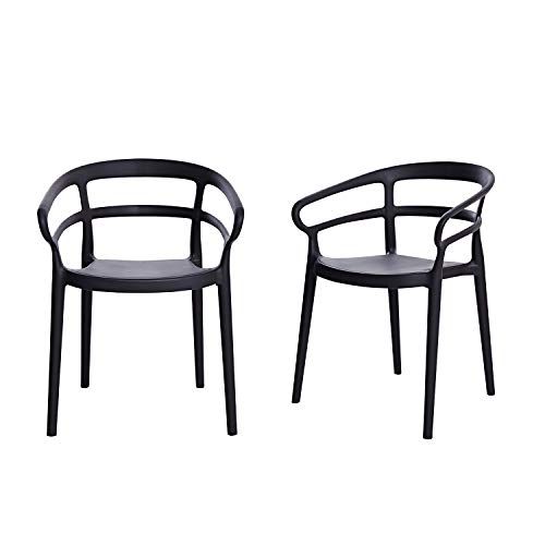 Photo 1 of **DAMAGED LEG ON ONE UNIT* ** Amazon Basics Dark Grey, Curved Back Dining Chair-Set of 2, Premium Plastic
