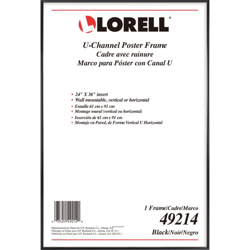 Photo 1 of **DAMAGED** Lorell Poster Frame - 24" X 36" Frame Size - Rectangle - Horizontal, Vertical - 1 Each - Black
