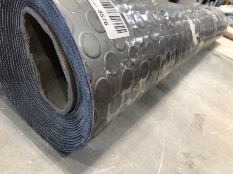 Photo 1 of **MINOR WARE FROM SHIPPING* Rubber-Cal Coin-Grip Metallic PVC Flooring - 2.5 Mm X 4 Ft X 20 Ft - Silver
