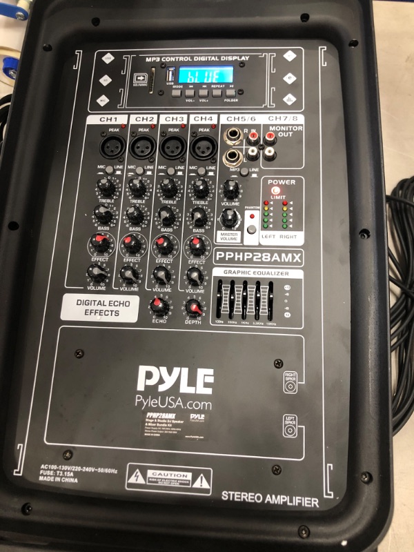 Photo 2 of Stage & Studio DJ Speaker & Mixer Bundle Kit - (2) 8’’ Bluetooth PA Loud-Speakers, 8-Ch. Audio Mixer, Speaker Stands, Wired Microphone (300 Watt)
