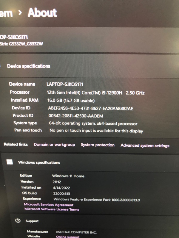 Photo 2 of ASUS ROG Strix Scar 15 (2022) Gaming Laptop, 15.6” 300Hz IPS FHD Display, NVIDIA GeForce RTX 3070 Ti,Intel Core i9 12900H, 16GB DDR5, 1TB SSD, Per-Key RGB Keyboard, Windows 11 Home, G533ZW-AS94