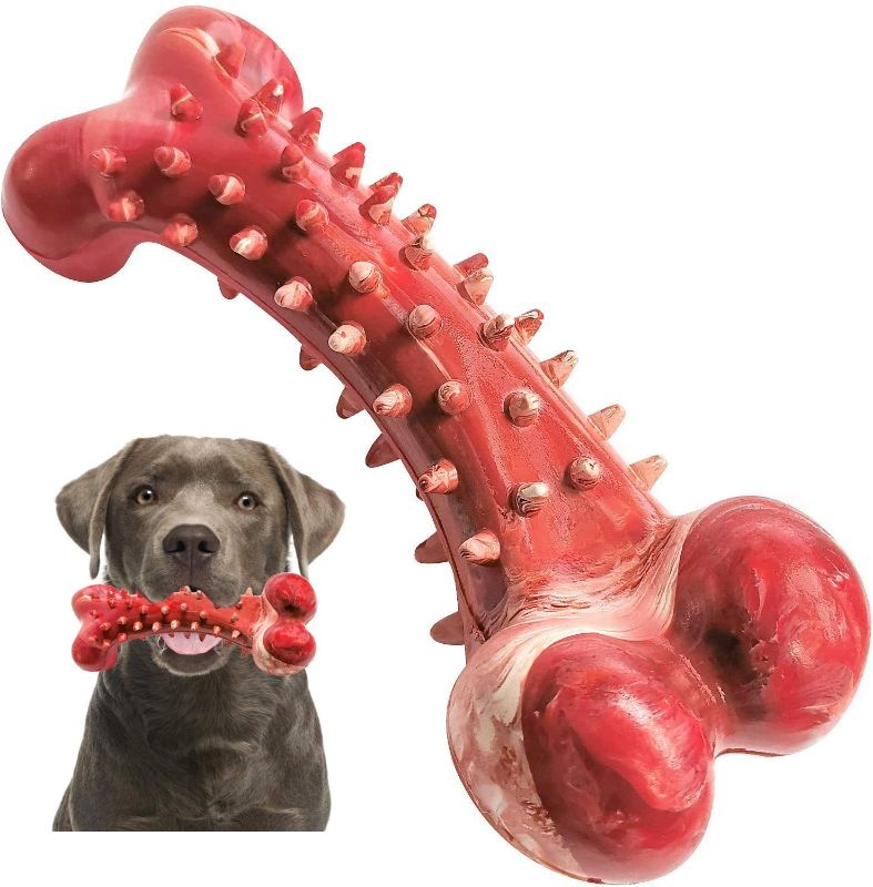 Photo 1 of Dog Chew Toys for Aggressive Chewers Large Breed, V-HANVER Rubber Dog Bones Long Lasting Interactive Durable Dog Toys for Large Medium Dogs, Dog Teeth Cleaning Dog Toothbrush Toy
