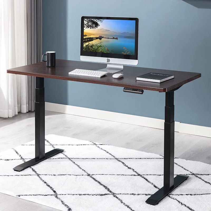 Photo 1 of S*MAX Electric Standing Desk Dual Motor Adjustable Height Desk Seamless Desktop 3-Stage Adjustable Steel Legs Ultra-Quiet Adjustment Stand Up Desks for Home Office 48”x24” Black
