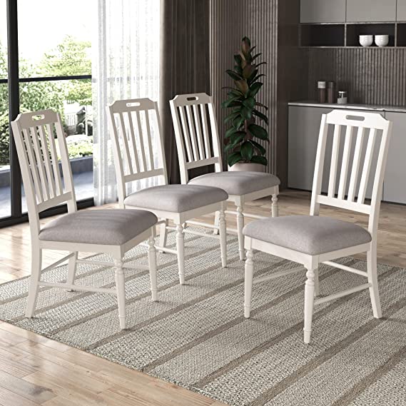 Photo 1 of  4 Padded DINNING Chairs, White
