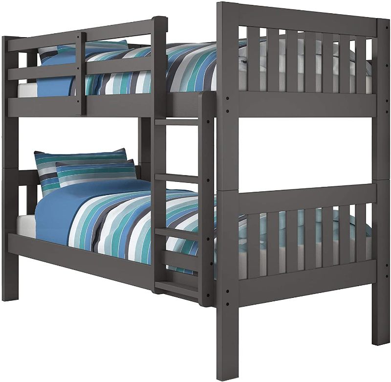 Photo 1 of **INCOMPLETE BOX 1 OF 3 ONLY**Donco Kids Mission Bunk Bed, Twin/Twin, Dark Grey
