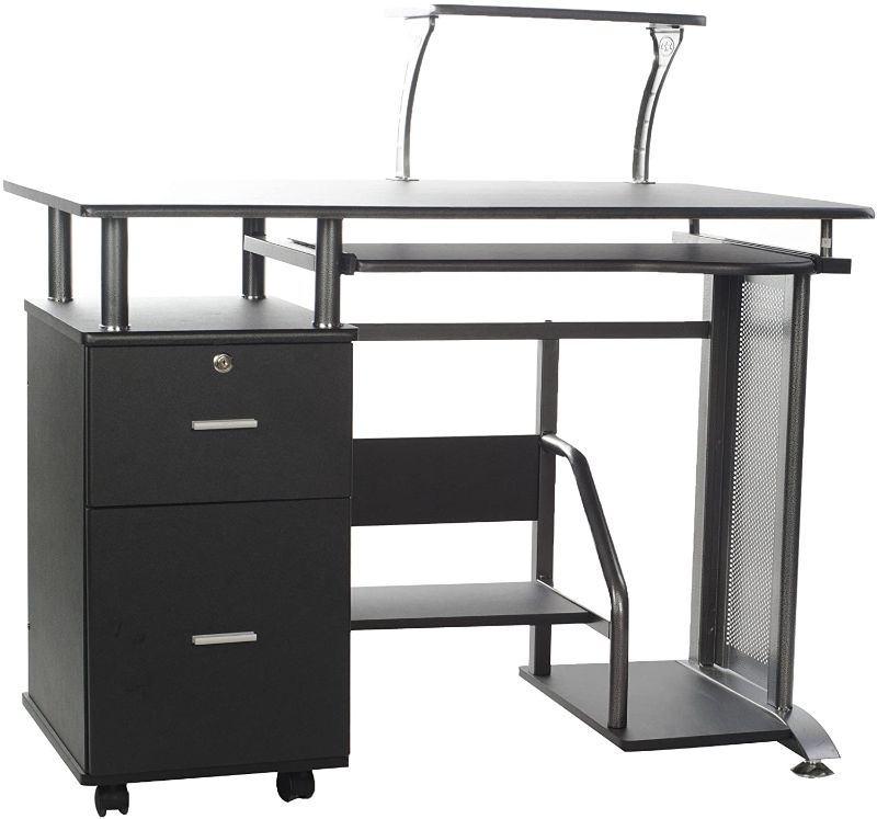Photo 1 of OneSpace Rothmin Computer Desk with Storage Cabinet,Black
